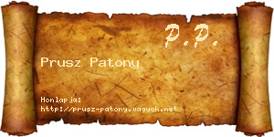 Prusz Patony névjegykártya